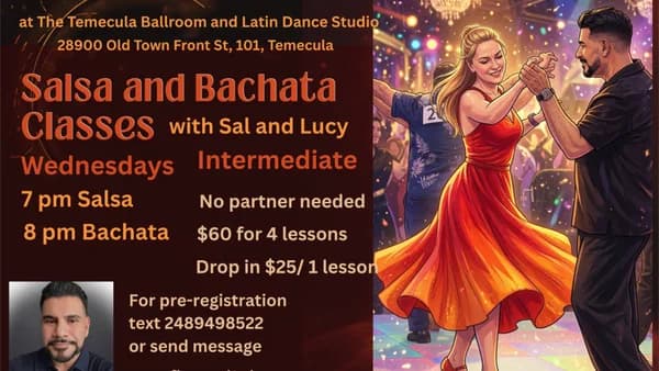 Bachata and Salsa classes Intermediate level with Sal and Lucy