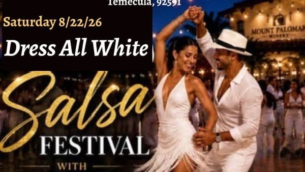 This Saturday Salsa Dress All White at Mount Palomar Winery. Get your tickets