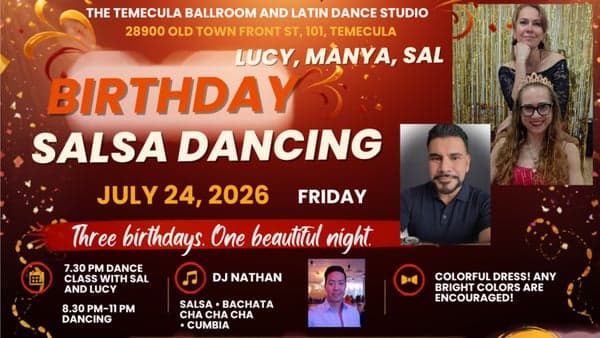 Salsa class and party on July 24 Temecula