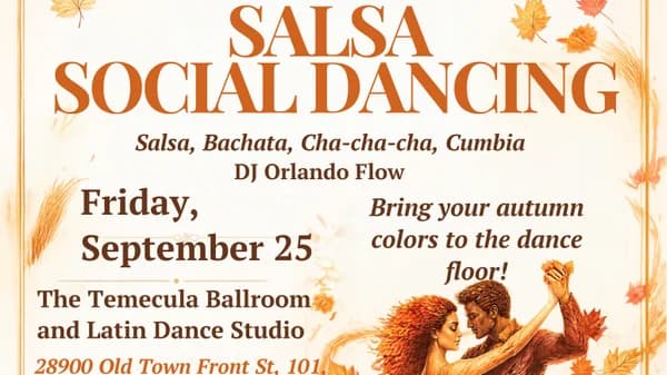 Salsa dancing night at The Temecula Ballroom and Latin Dance studio September 25